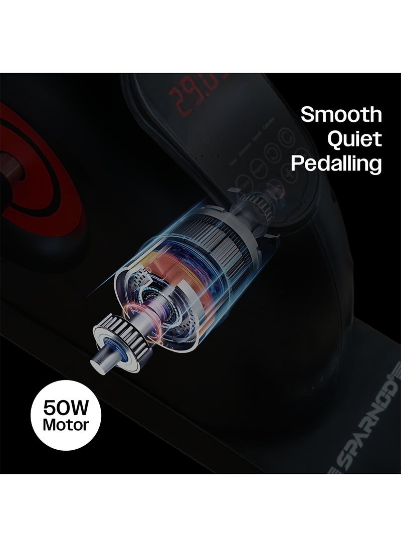 Sparnod Fitness SMB-625 Electric Mini Exercise Bike, Portable Pedal Exerciser with Remote Control, LCD Display for Time Speed Distance Calories, Quiet Motor, Forward & Reverse Motion, 150kg Capacity - Image 3